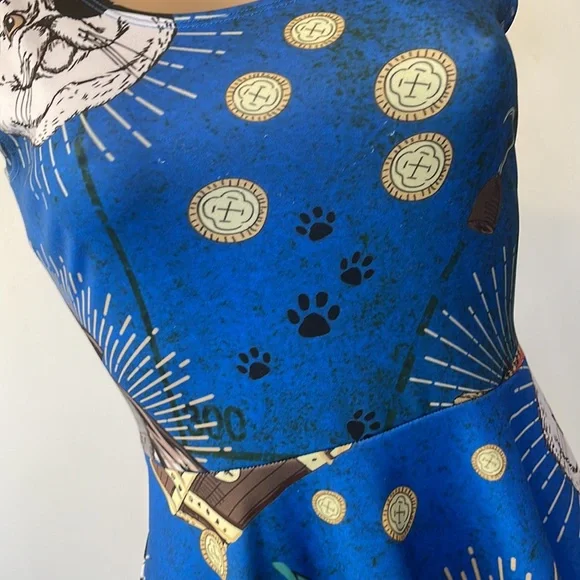 COWCOW Lovely 🏴☠️ Pirate Cat theme, womens DRESS size MEDIUM - Picture 8 of 12